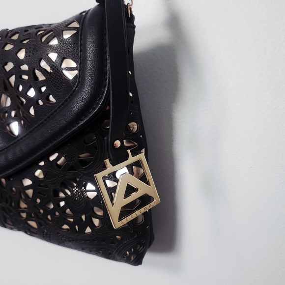 Attitude Envelope Clutch Black & Rose Gold Chain Strap - Picture 14 of 16